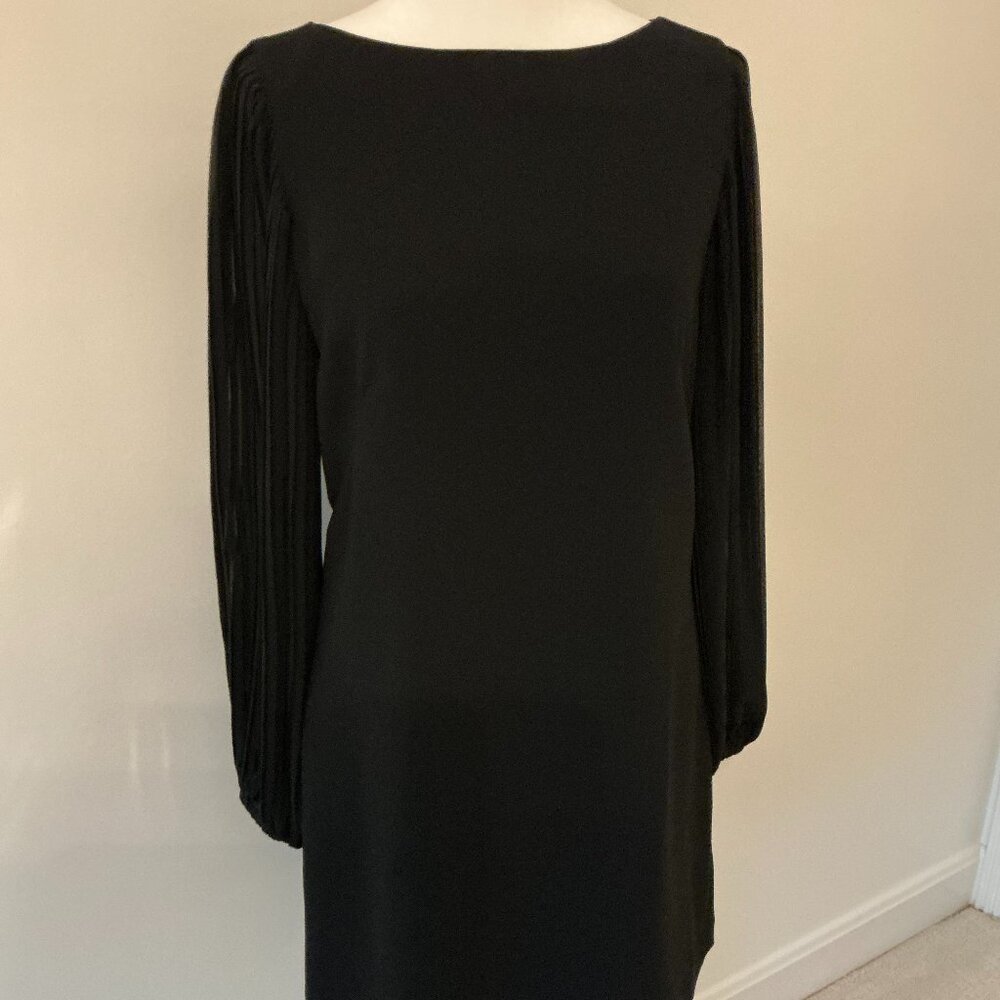 White House Black Market - Black Chiffon Balloon Sleeve Shift Dress - Size 2